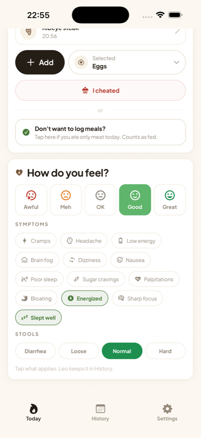 How do you feel: mood, symptoms and stools